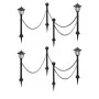 Lámparas solares 4 uds con valla de cadena y postes de vidaXL, Iluminación de exterior - Ref: Foro24-277119, Precio: 64,77 €,...