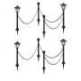Lámparas solares 4 uds con valla de cadena y postes de vidaXL, Iluminación de exterior - Ref: Foro24-277119, Precio: 62,18 €,...