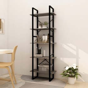 Estantería 5 niveles madera de pino gris 60x30x175 cm de vidaXL, Librerías y estanterías - Ref: Foro24-3081985, Precio: 104,3...