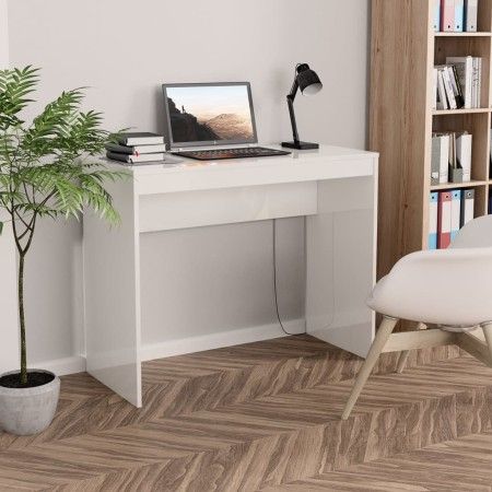Escritorio de madera contrachapada blanco brillo 90x40x72 cm de vidaXL, Escritorios - Ref: Foro24-800384, Precio: 48,69 €, De...