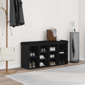 Banco para zapatos con estante Roble Negro 102 x 32 x 50 cm en Bancos para recibidores y almacenamiento | Comprar online en Foru