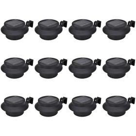 Lámparas solares para valla exterior 12 uds LED negro de vidaXL, Iluminación de exterior - Ref: Foro24-277122, Precio: 77,56 ...