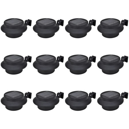 Lámparas solares para valla exterior 12 uds LED negro de vidaXL, Iluminación de exterior - Ref: Foro24-277122, Precio: 77,56 ...