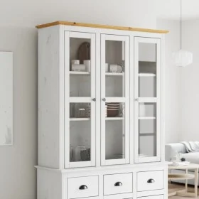 Armario con puertas de vidrio BODO madera de pino blanco marrón de vidaXL, Aparadores - Ref: Foro24-355078, Precio: 276,97 €,...