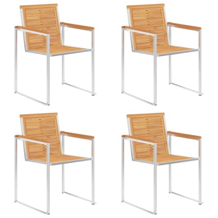 Sillas de jardín 4 uds madera maciza teca y acero inoxidable en Sillas de jardín | Comprar online en Foru.es