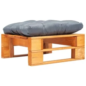 Otomana de palets de jardín con cojín gris madera marrón miel de vidaXL, Otomanas de exterior - Ref: Foro24-277441, Precio: 6...