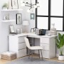 Escritorio de esquina contrachapada blanco brillo 145x100x76 cm de vidaXL, Escritorios - Ref: Foro24-801095, Precio: 248,09 €...