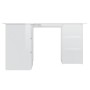 Escritorio de esquina contrachapada blanco brillo 145x100x76 cm de vidaXL, Escritorios - Ref: Foro24-801095, Precio: 248,09 €...