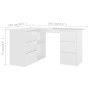Escritorio de esquina contrachapada blanco brillo 145x100x76 cm de vidaXL, Escritorios - Ref: Foro24-801095, Precio: 248,09 €...