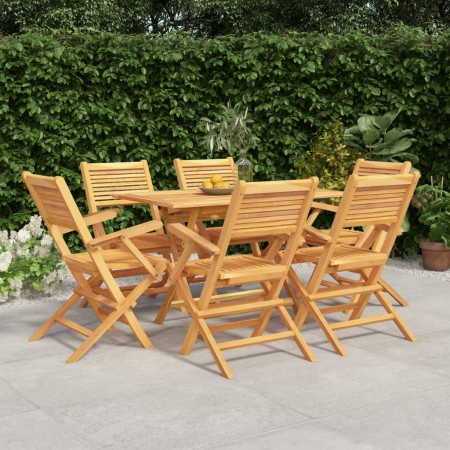 Juego de comedor de jardín 7 piezas madera maciza de teca de vidaXL, Conjuntos de jardín - Ref: Foro24-3155014, Precio: 555,9...