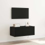 Mueble de TV Montado en la Pared Roble Negro 80 x 35 x 31 cm en Muebles TV | Comprar online en Foru.es