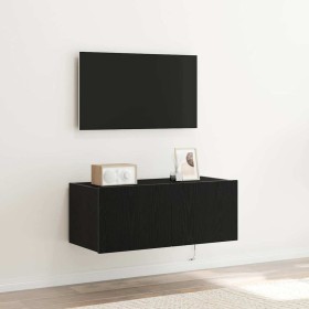 Mueble de TV Montado en la Pared Roble Negro 80 x 35 x 31 cm en Muebles TV | Comprar online en Foru.es