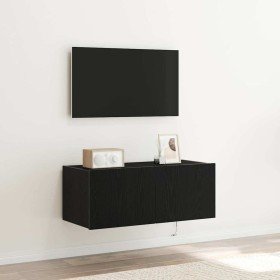 Mueble de TV Montado en la Pared Roble Negro 80 x 35 x 31 cm en Muebles TV | Comprar online en Foru.es