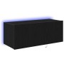 Mueble de TV Montado en la Pared Roble Negro 80 x 35 x 31 cm en Muebles TV | Comprar online en Foru.es