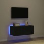 Mueble de TV Montado en la Pared Roble Negro 80 x 35 x 31 cm en Muebles TV | Comprar online en Foru.es