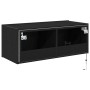 Mueble de TV Montado en la Pared Roble Negro 80 x 35 x 31 cm en Muebles TV | Comprar online en Foru.es