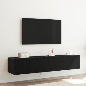 Mueble de TV Montado en la Pared 2 pcs Roble Negro en Muebles TV | Comprar online en Foru.es