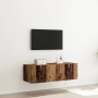 Mueble de TV Montado en la Pared 2 pcs Madera Vieja en Muebles TV | Comprar online en Foru.es