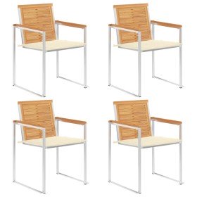 Sillas de jardín 4 unidades con cojines madera maciza teca en Sillas de jardín | Comprar online en Foru.es