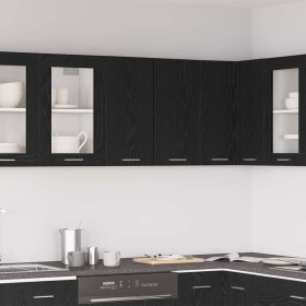 Mueble colgante con estante Lyon Roble Negro 60 x 31 x 60 cm en Armarios de cocina | Comprar online en Foru.es