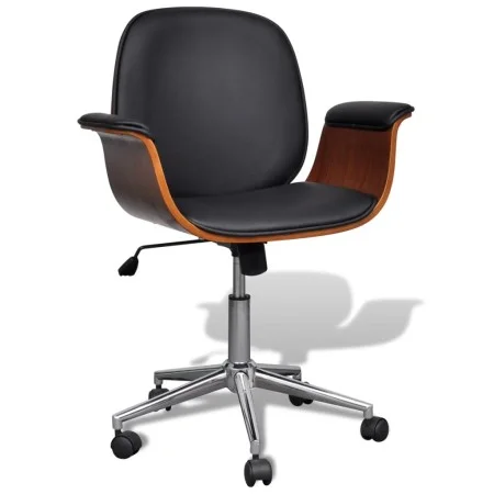 Sillón giratorio de madera curvada y cuero sintético de vidaXL, Sillas de oficina - Ref: Foro24-241057, Precio: 208,64 €, Des...