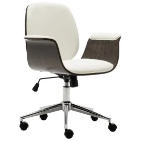 Silla de oficina de madera curvada y cuero sintético blanco de vidaXL, Sillas de oficina - Ref: Foro24-283126, Precio: 145,68...