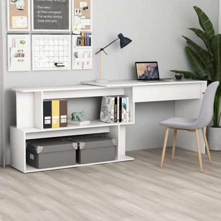 Escritorio de esquina madera contrachapada blanco 200x50x76 cm de vidaXL, Escritorios - Ref: Foro24-801098, Precio: 106,67 €,...