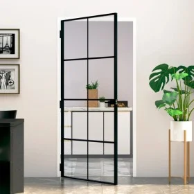 Puerta de interior vidrio templado y aluminio negro 93x201,5 cm de vidaXL, Puertas para el hogar - Ref: Foro24-153664, Precio...