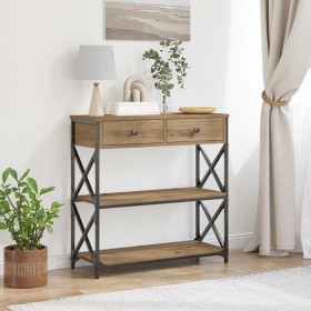 Mesa de Consola con cajón Roble artisan 75 x 28 x 75 cm en Mesas auxiliares | Comprar online en Foru.es