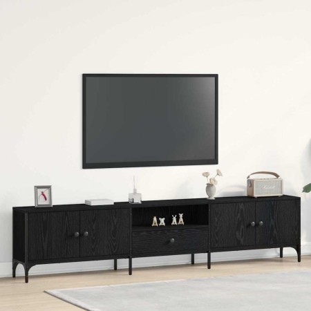 Mueble de TV Roble negro 200 x 25 x 44 cm Madera de ingeniería en Muebles TV | Comprar online en Foru.es