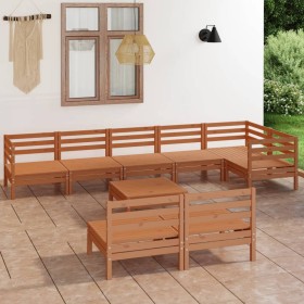 Juego muebles de jardín 9 pzas madera maciza pino marrón miel de vidaXL, Conjuntos de jardín - Ref: Foro24-3082892, Precio: 5...