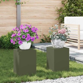 Soporte de plantas 2 pcs Verde oliva 24 x 24 x 35 cm Acero en Soportes para macetas | Comprar online en Foru.es