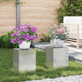 Soporte de plantas 2 pcs Plateado 24 x 24 x 35 cm en Soportes para macetas | Comprar online en Foru.es
