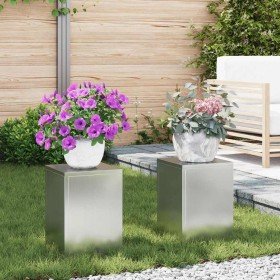 Soporte de plantas 2 pcs Plateado 24 x 24 x 35 cm en Soportes para macetas | Comprar online en Foru.es