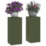 Soporte de plantas 2 pcs Verde oliva 24 x 24 x 55 cm Acero en Soportes para macetas | Comprar online en Foru.es
