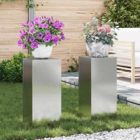 Soporte de plantas 2 pcs Plateado 24 x 24 x 55 cm en Soportes para macetas | Comprar online en Foru.es