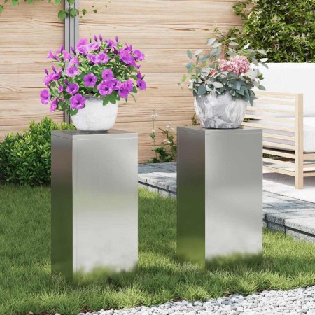 Soporte de plantas 2 pcs Plateado 24 x 24 x 55 cm en Soportes para macetas | Comprar online en Foru.es