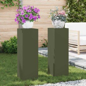 Soporte de plantas 2 pcs Verde oliva 24 x 24 x 75 cm Acero en Soportes para macetas | Comprar online en Foru.es