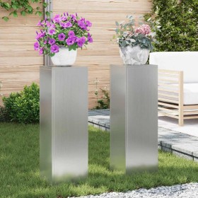 Soporte de plantas 2 pcs Plateado 24 x 24 x 75 cm en Soportes para macetas | Comprar online en Foru.es