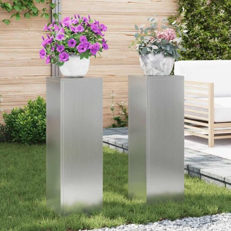 Soporte de plantas 2 pcs Plateado 24 x 24 x 75 cm en Soportes para macetas | Comprar online en Foru.es
