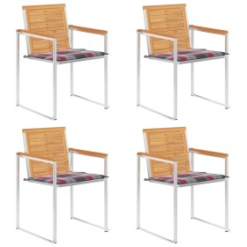 Sillas de jardín 4 unidades con cojines madera maciza teca en Sillas de jardín | Comprar online en Foru.es