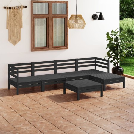 Juego de muebles de jardín 6 pzas madera de pino maciza negro de vidaXL, Conjuntos de jardín - Ref: Foro24-3082686, Precio: 3...