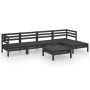 Juego de muebles de jardín 6 pzas madera de pino maciza negro de vidaXL, Conjuntos de jardín - Ref: Foro24-3082686, Precio: 3...