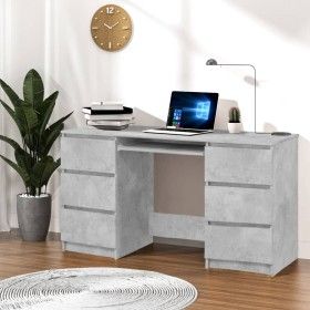 Escritorio de madera contrachapada gris 140x50x77 cm de vidaXL, Escritorios - Ref: Foro24-800814, Precio: 169,88 €, Descuento: %