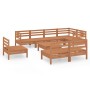 Juego muebles de jardín 9 pzas madera maciza pino marrón miel de vidaXL, Conjuntos de jardín - Ref: Foro24-3082902, Precio: 5...