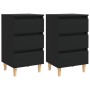 Mesitas de noche 2 uds patas madera maciza negro 40x35x69 cm de vidaXL, Mesitas de noche - Ref: Foro24-805890, Precio: 105,46...