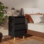 Mesitas de noche 2 uds patas madera maciza negro 40x35x69 cm de vidaXL, Mesitas de noche - Ref: Foro24-805890, Precio: 105,46...