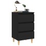 Mesitas de noche 2 uds patas madera maciza negro 40x35x69 cm de vidaXL, Mesitas de noche - Ref: Foro24-805890, Precio: 105,46...