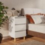 Mesita noche con patas madera maciza blanco brillo 40x35x69 cm de vidaXL, Mesitas de noche - Ref: Foro24-805899, Precio: 62,3...