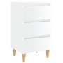 Mesita noche con patas madera maciza blanco brillo 40x35x69 cm de vidaXL, Mesitas de noche - Ref: Foro24-805899, Precio: 62,3...